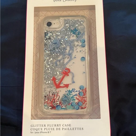 Vera Bradley Glitter Flurry Case – Anchor & Coral Design for iPhone 7/8 – NWT - Picture 5 of 6